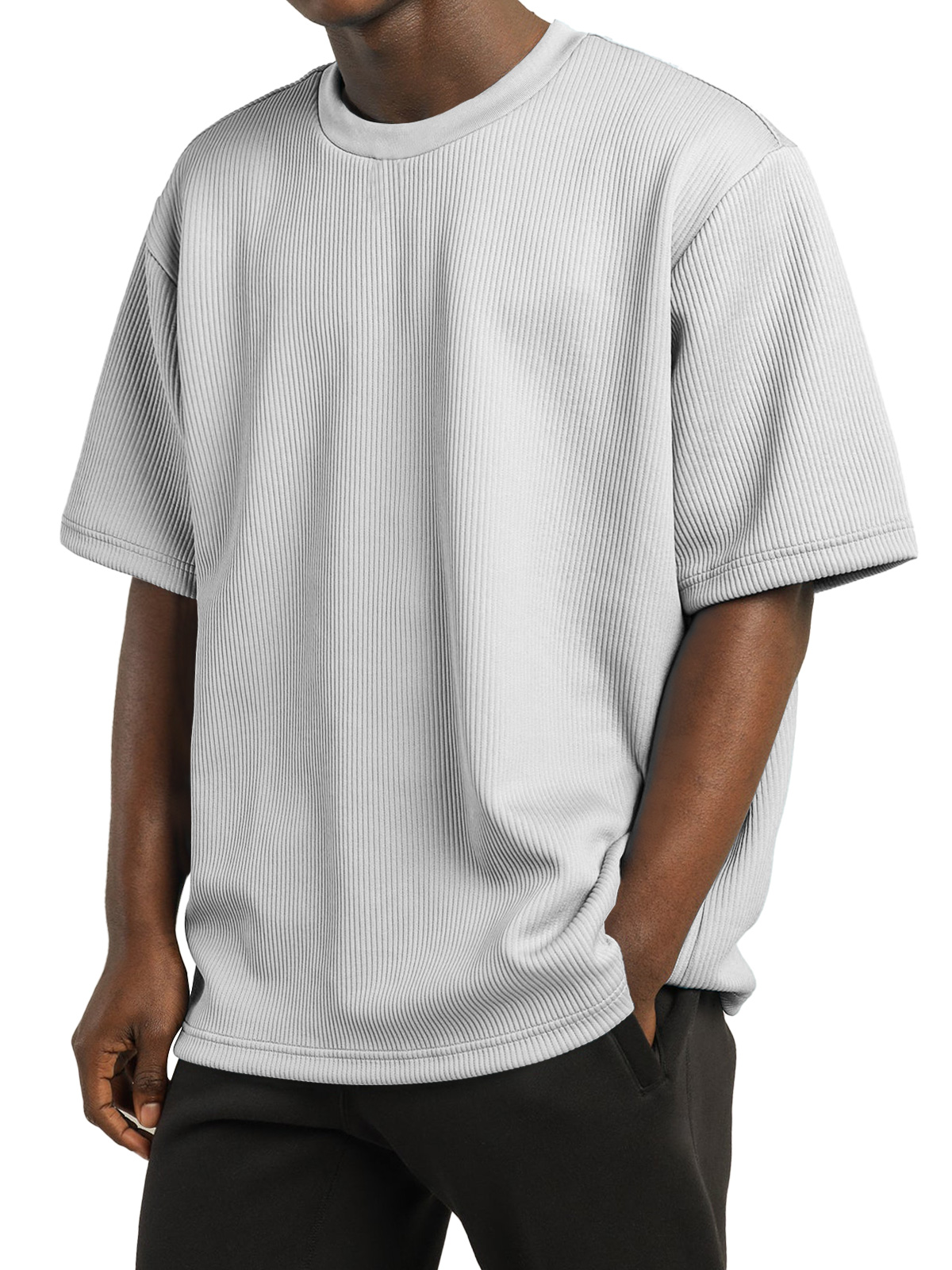 Men's Casual Pit Round Neck Solid Color Short-sleeved T-shirt