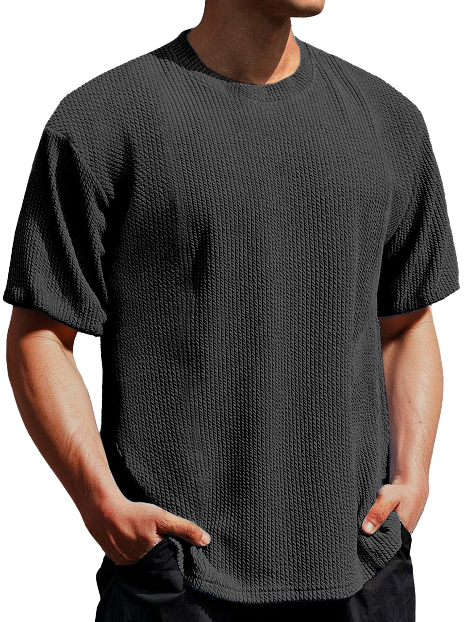 Men's Simple Everyday Texture Round Neck Short-sleeved T-shirt