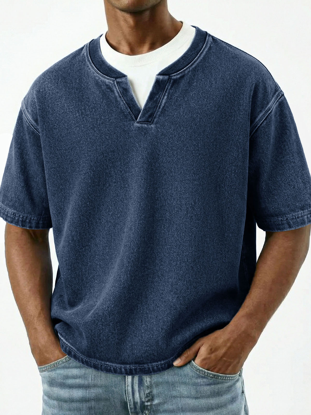 Men's Fashion Retro V-Neck Short-Sleeve T-Shirt