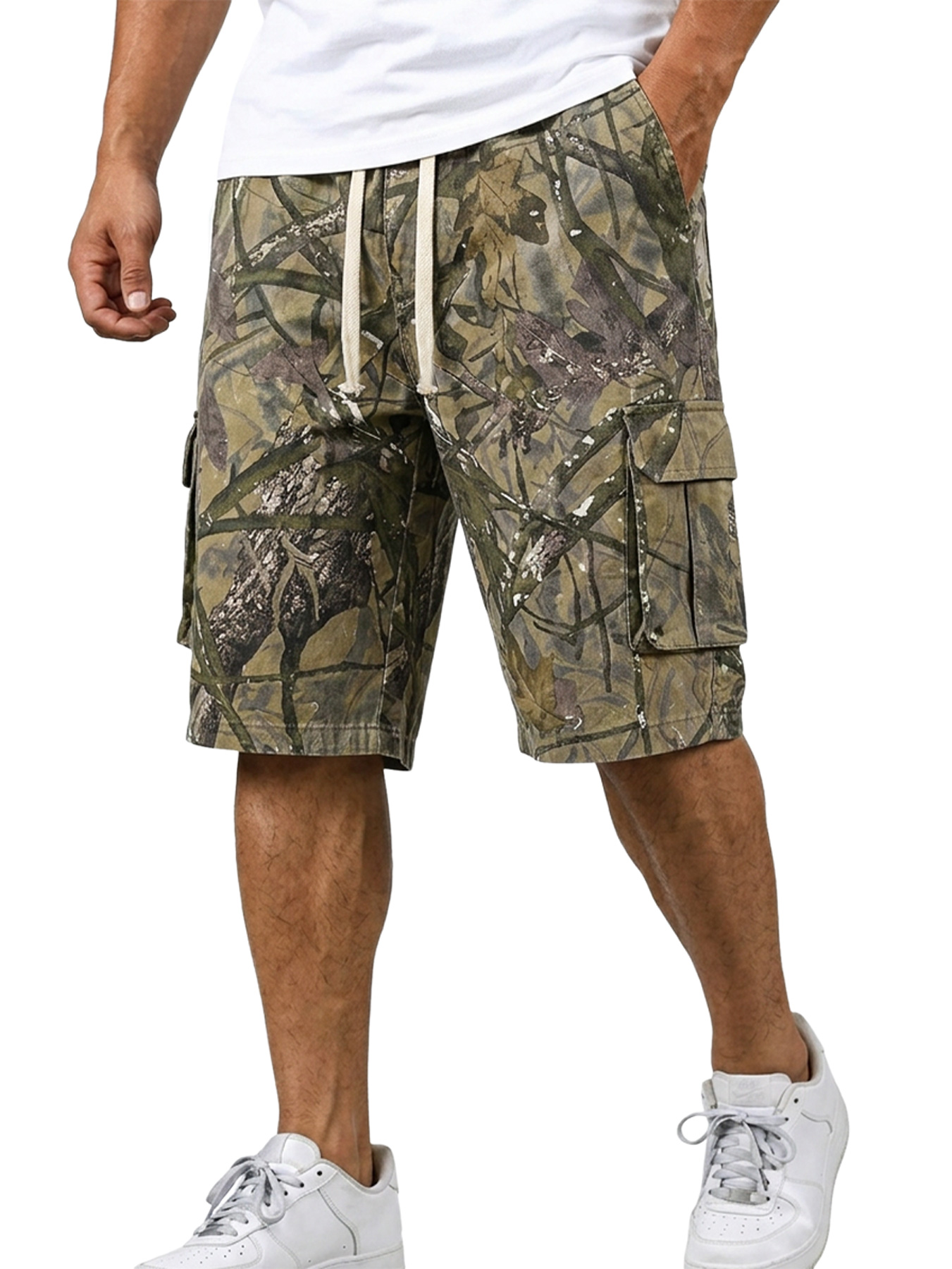 Men's Camouflage Branch Multi-pocket Casual Work Shorts