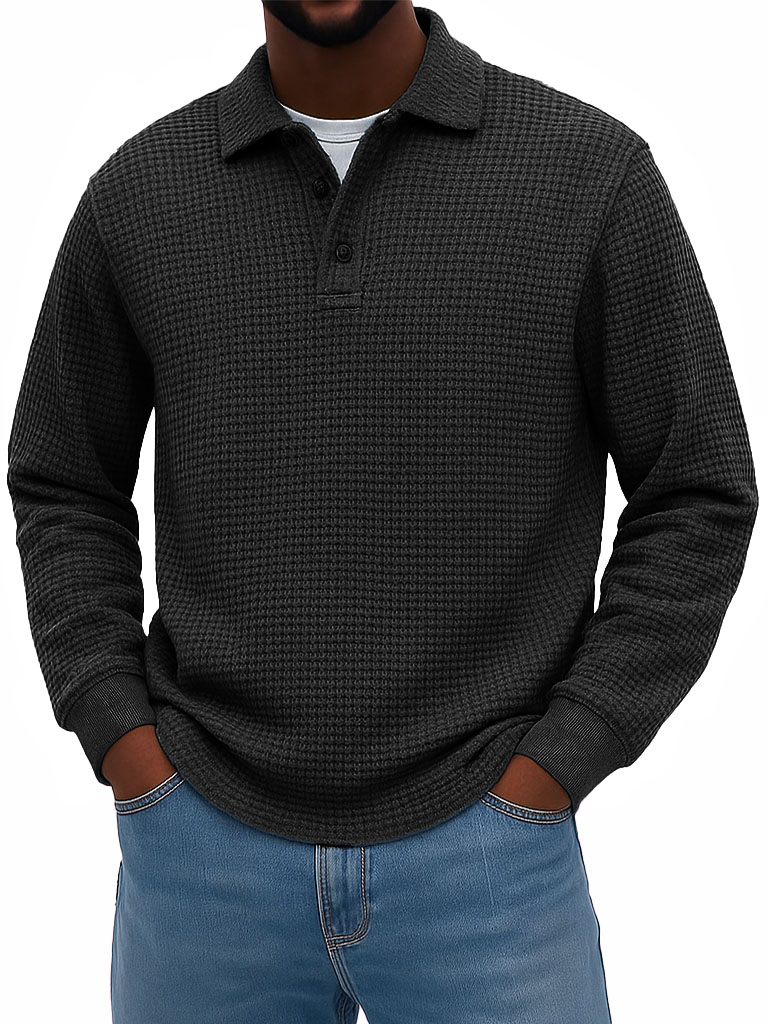 Men's Stylish Casual Corduroy Lapel Long-sleeved Polo Shirt