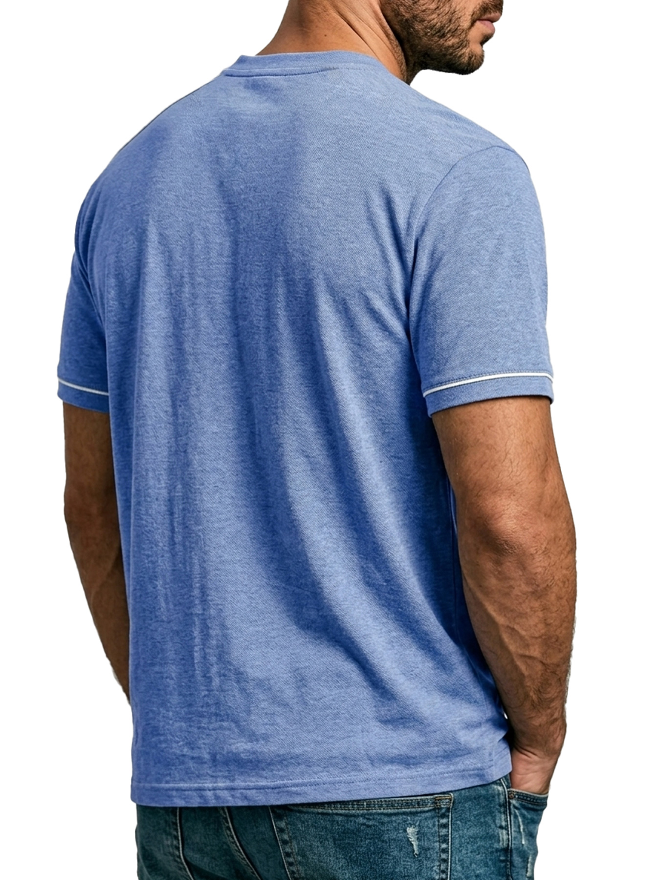 Men's Everyday Pocket Embroidered Label Casual Short-sleeved Henley Shirt