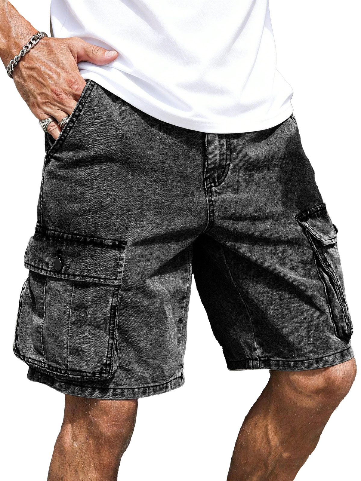 Men's Fashion Retro Loose Multi-Pocket Cargo Shorts