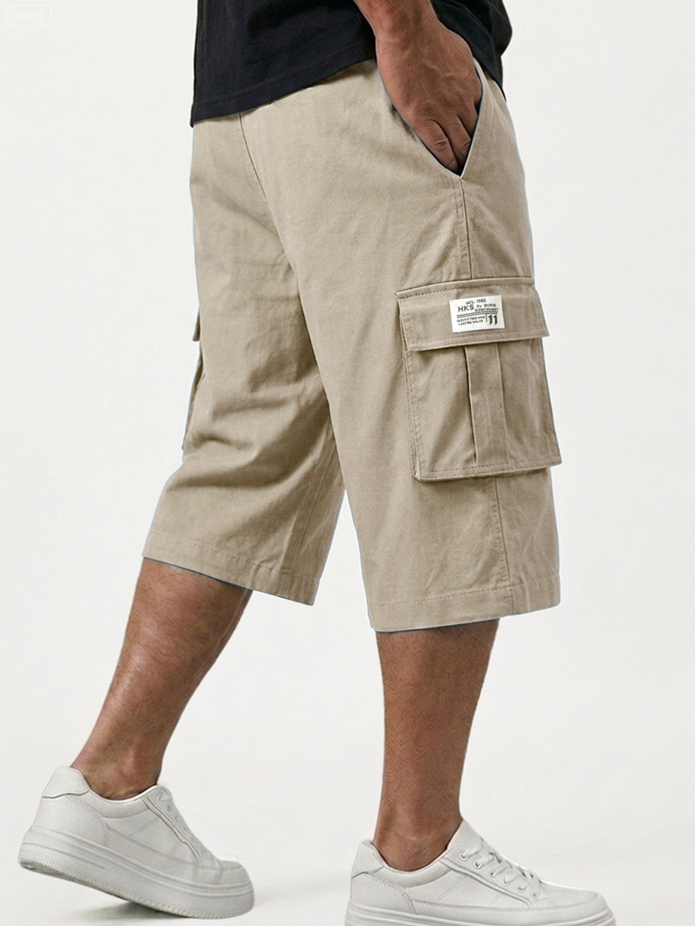 Men's Camouflage Multi-pocket Embroidered Logo Casual Work Shorts