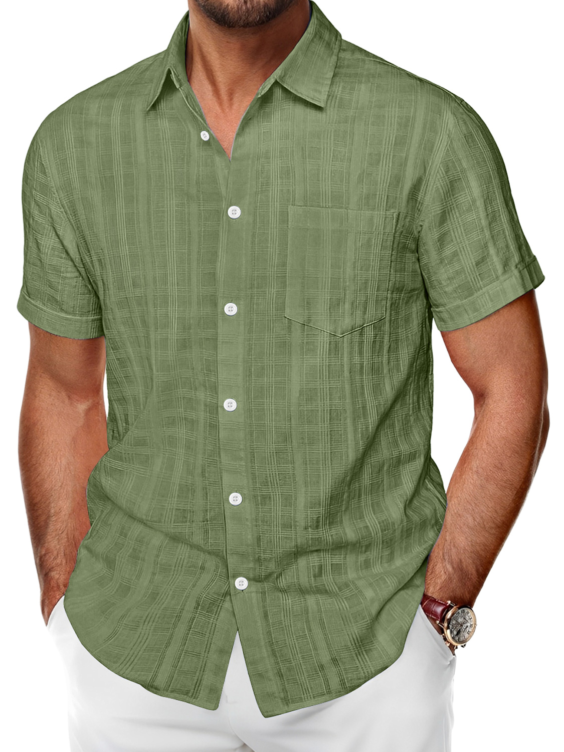 Men's Vintage Washed Cotton Stand Collar Pocket Casual Sleeveless Henley Vest