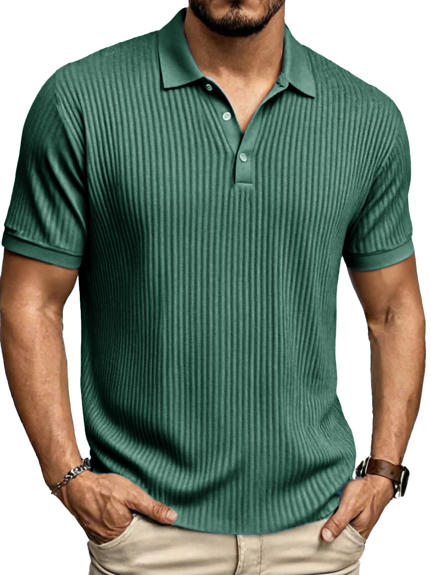 Men's Fashion Daily Striped Fabric Pocket Lapel Polo Shirt