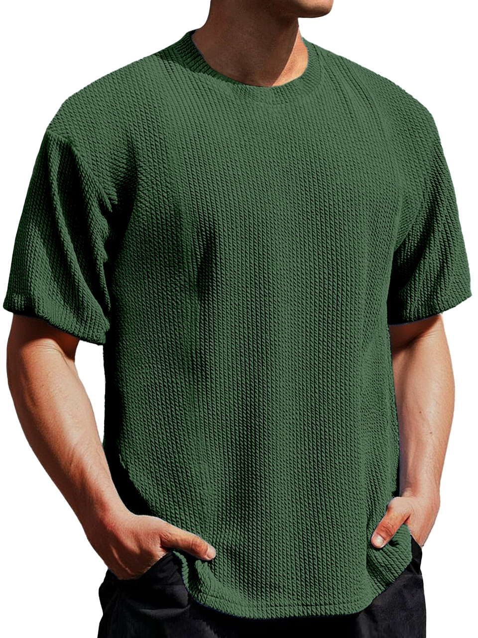 Men's Simple Everyday Texture Round Neck Short-sleeved T-shirt