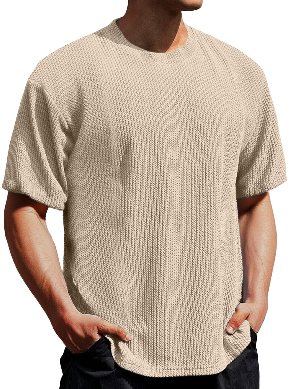 Men's Simple Everyday Texture Round Neck Short-sleeved T-shirt