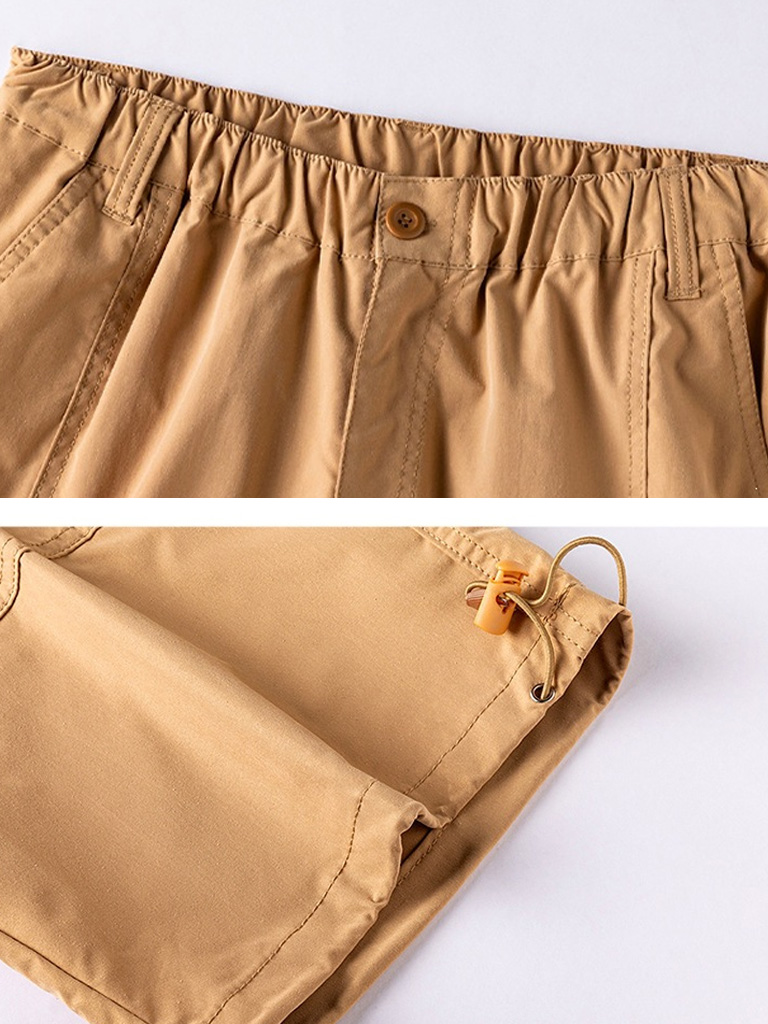 Men's 100% Cotton Multi-Pocket Zipper Casual Cargo Shorts