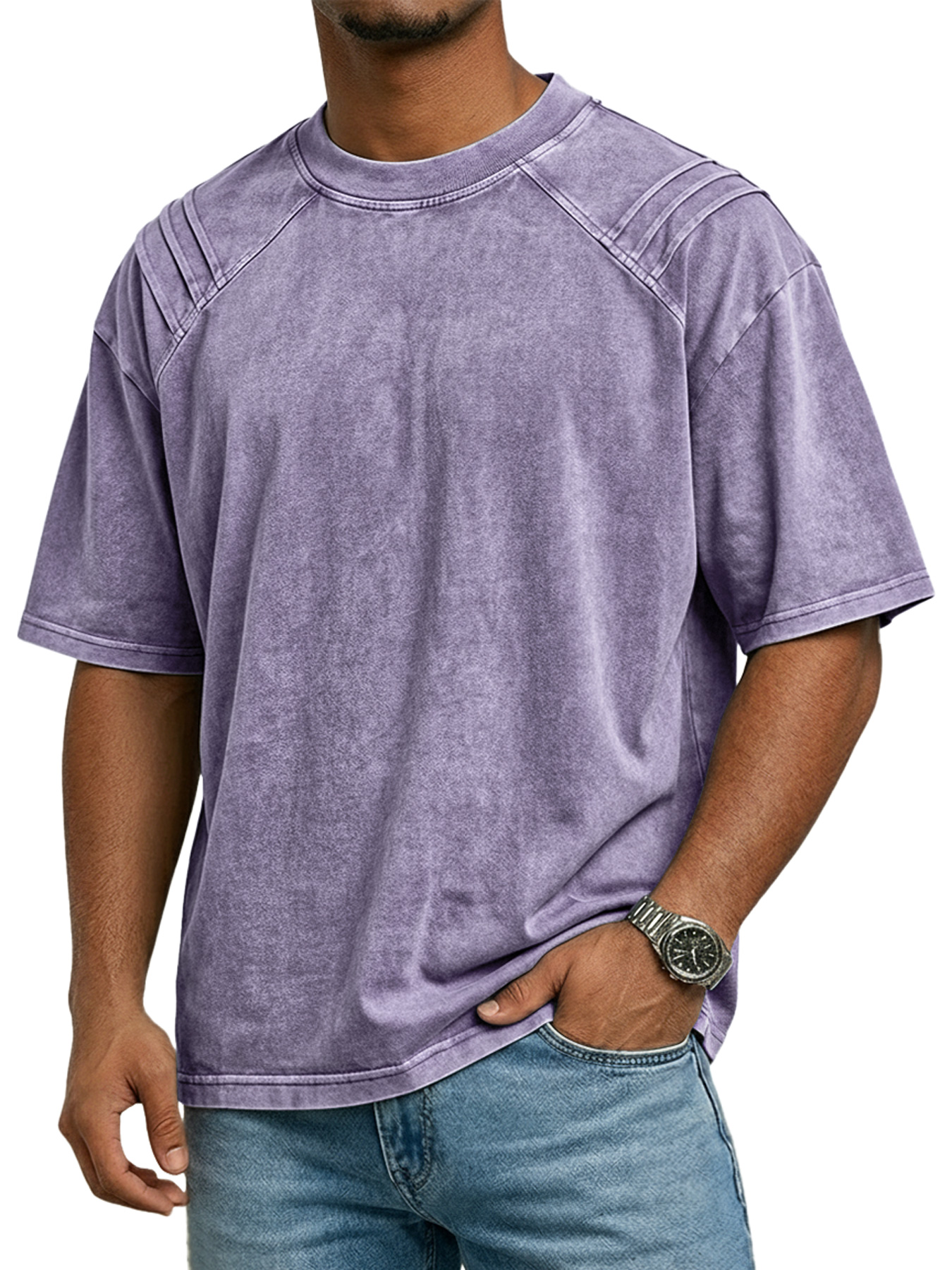 Men's Retro Crew Neck Deconstructed Casual Short-Sleeve T-Shirt