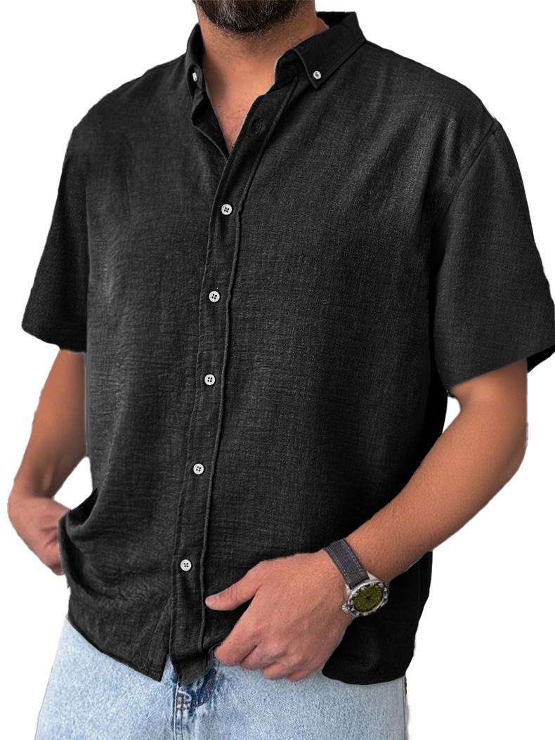 Men's Stylish And Comfortable Everyday Texture Fabric Short-sleeved Lapel Shirt