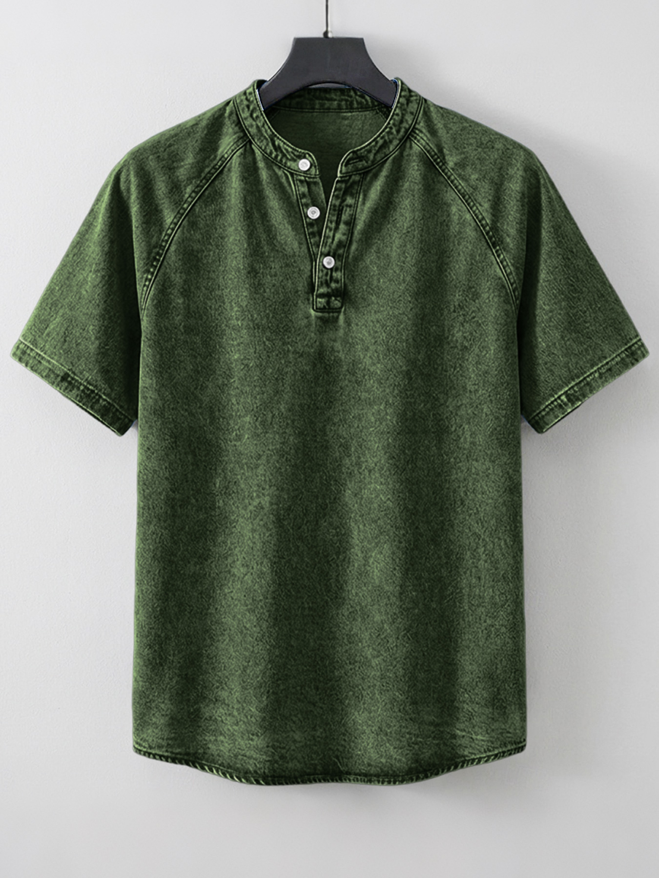 Men's Retro Raglan Casual Short-Sleeve Henley Shirt