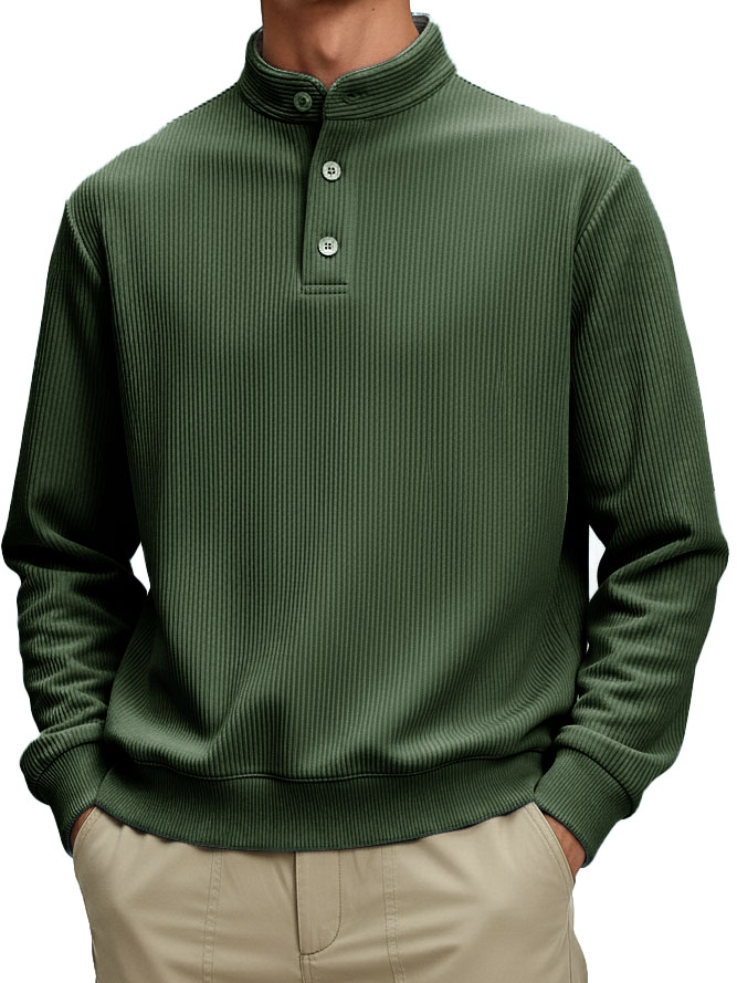 Men's Fashionable Casual Retro Stand Collar Long-Sleeved Top