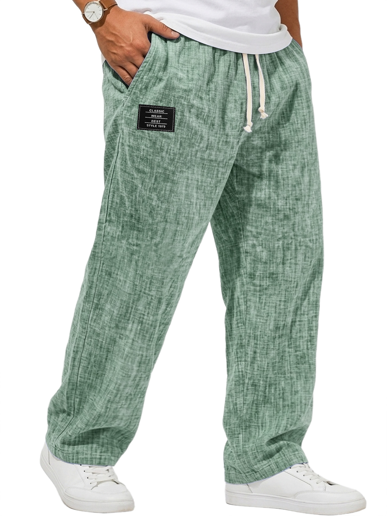 Men's Casual Breathable Embroidered Logo Loose-fitting Trousers