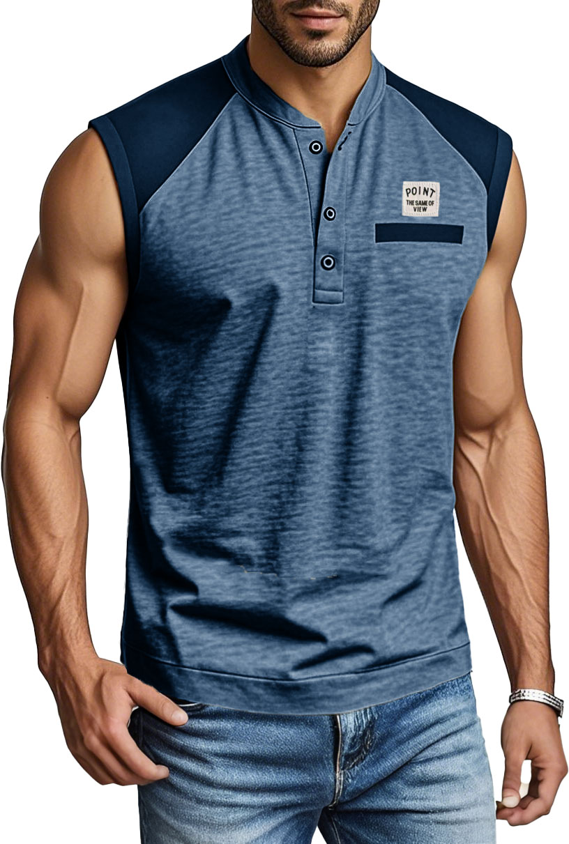 Men's Fashion Outdoor Sports Splicing Logo Vest