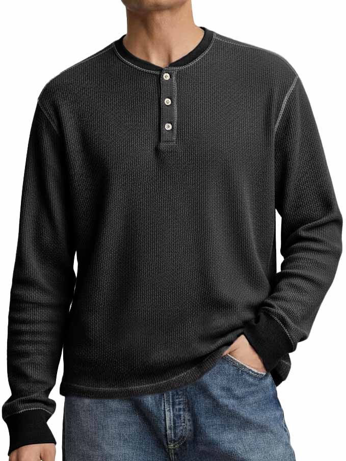 Men's Stylish Casual Long-sleeved Henley Shirt