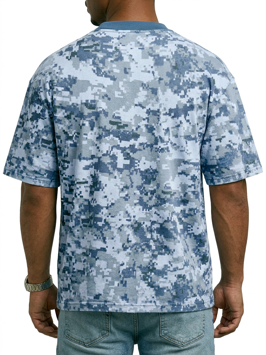 Men's Crew Neck Camouflage Crossover Design Casual Short-Sleeve T-Shirt