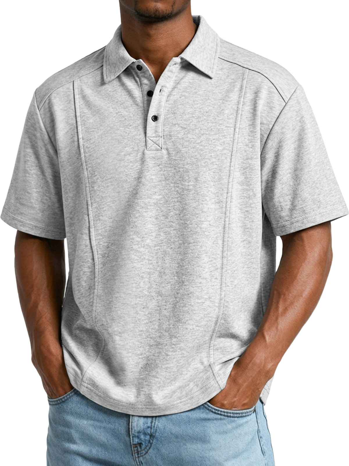 Men's Casual Deconstructed Lapel Short-Sleeve Button-Up Polo Shirt