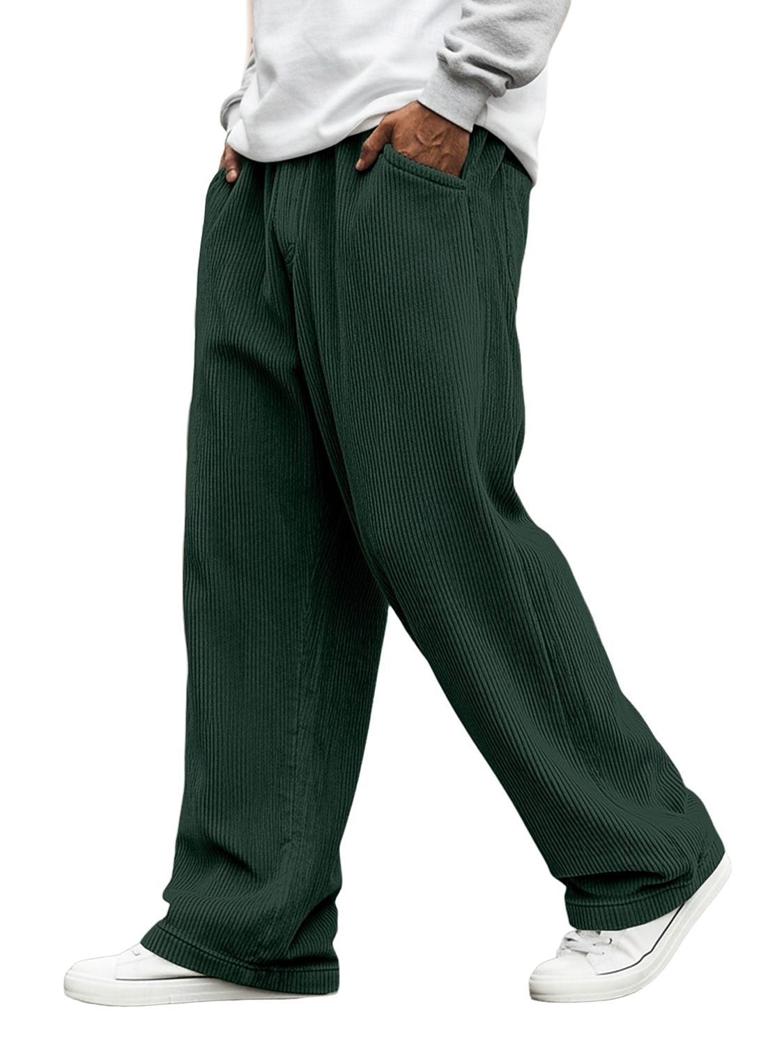 Men's Corduroy Solid Color Casual Loose-fitting Trousers