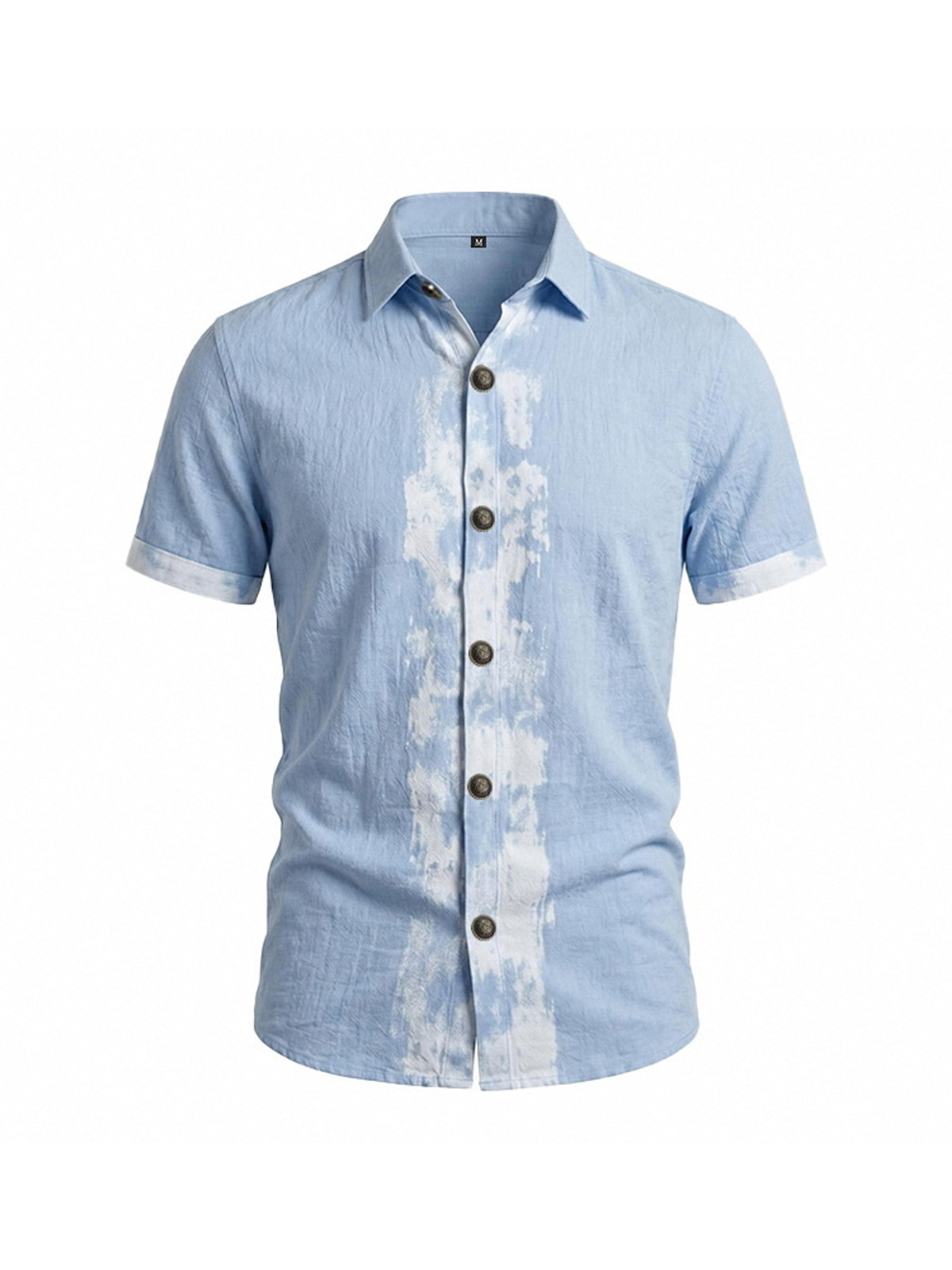 Men's Retro Linen Splatter Graffiti Casual Short-Sleeve Shirt