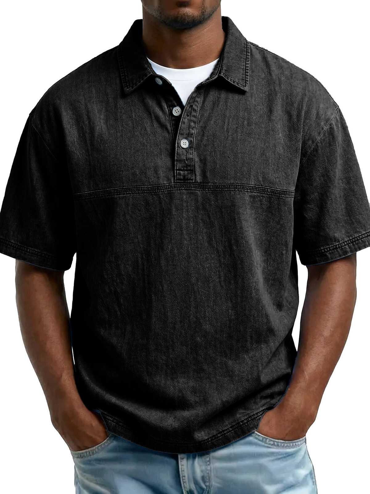 Men's Retro Loose Casual Short-Sleeve Polo Shirt