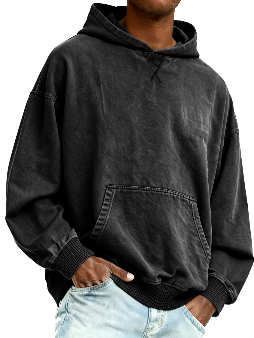 Men's Vintage Fashion Distressed Long-sleeved Hooded Sweatshirt