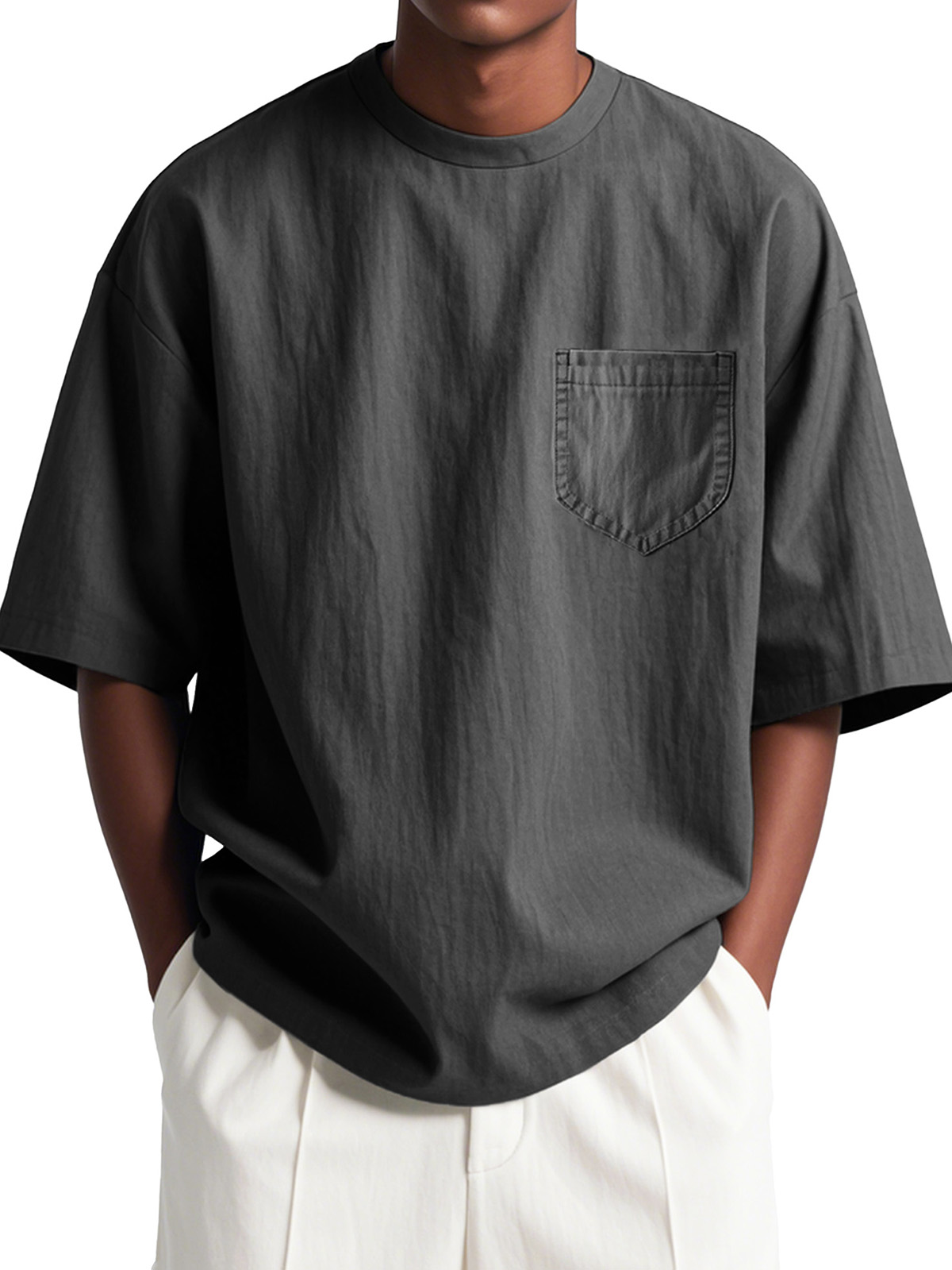 Men's Fashion Casual Loose Pocket Short Sleeve T-Shirt