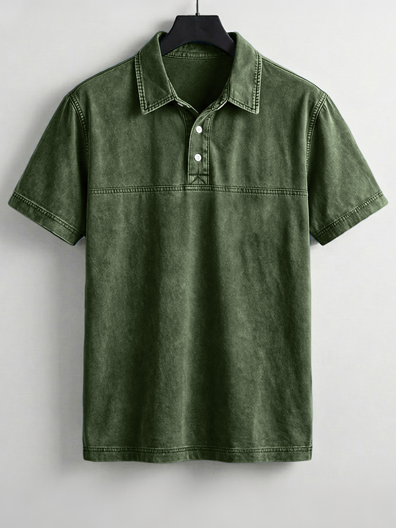 Men's Retro Patchwork Design Casual Collared Short-Sleeve Polo Shirt