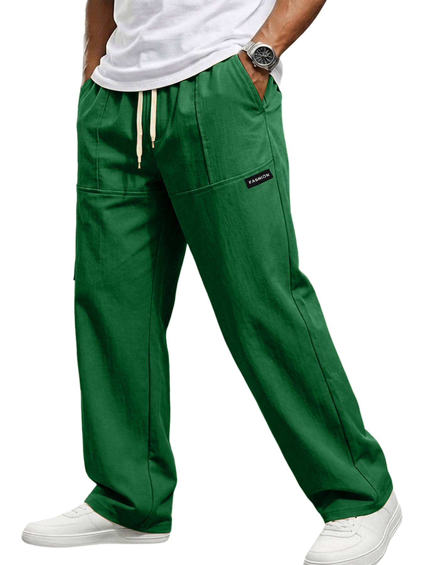Men's Casual Comfortable Straight Leg Elastic Waist Loose Trousers