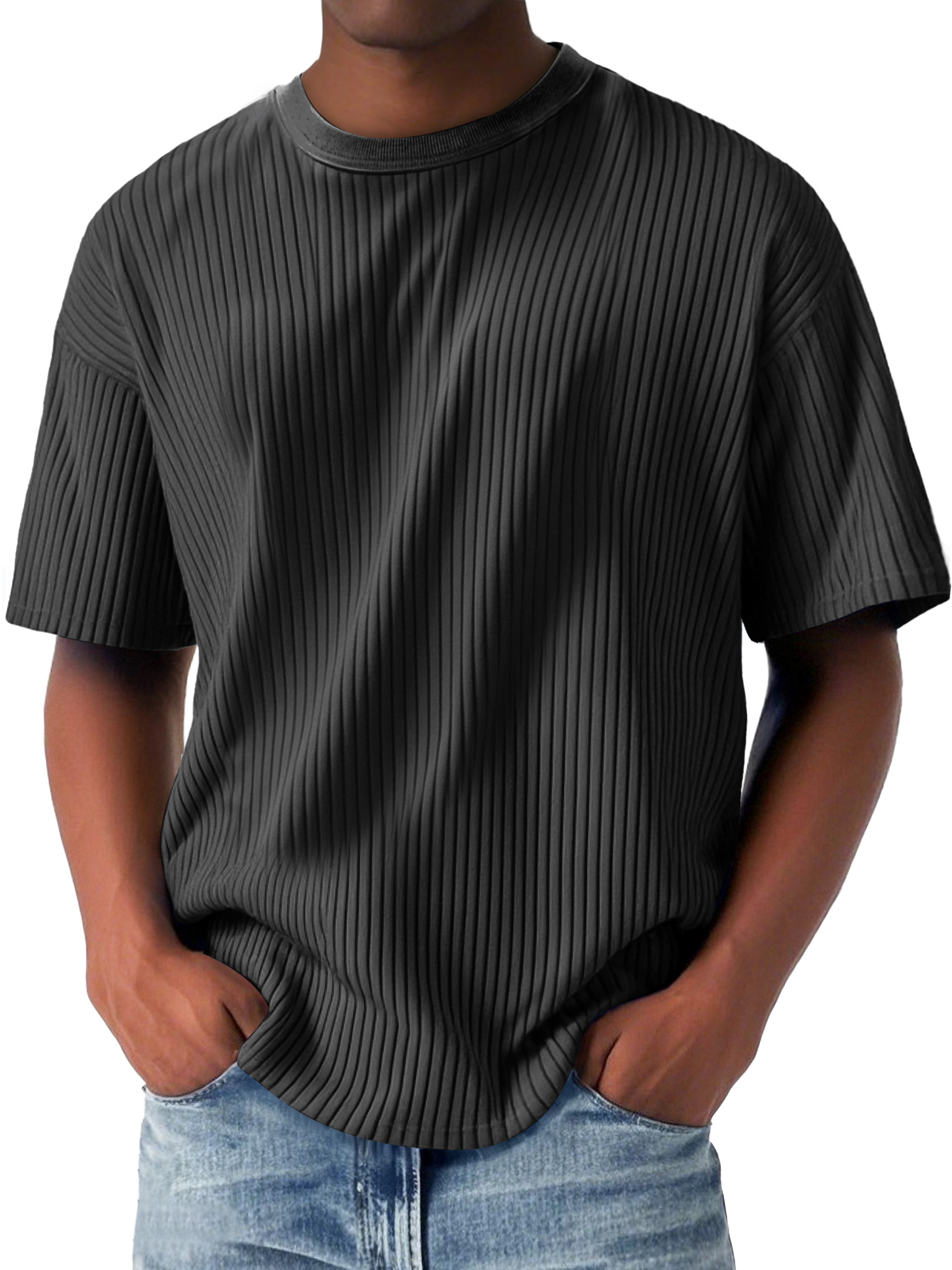 Men's Daily Casual Round Neck Solid Color Short-sleeved T-shirt