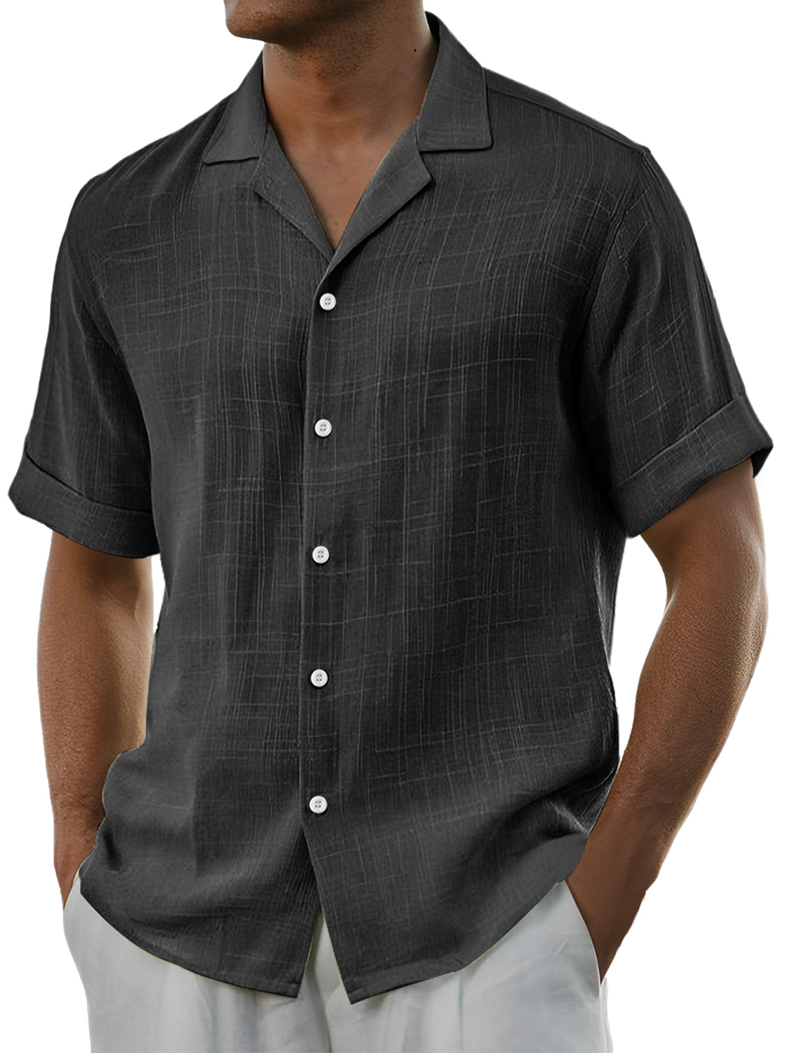 Men's Daily Cotton And Linen Comfortable Casual Short-sleeved Shirt