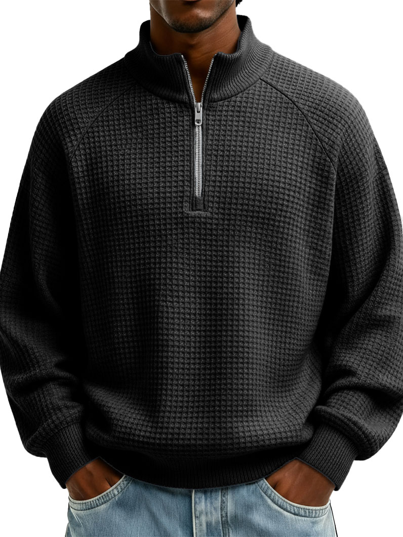 Men's Stylish Casual Loose-fitting Raglan Sleeve Stand-up Collar Long-sleeved Sweatshirt