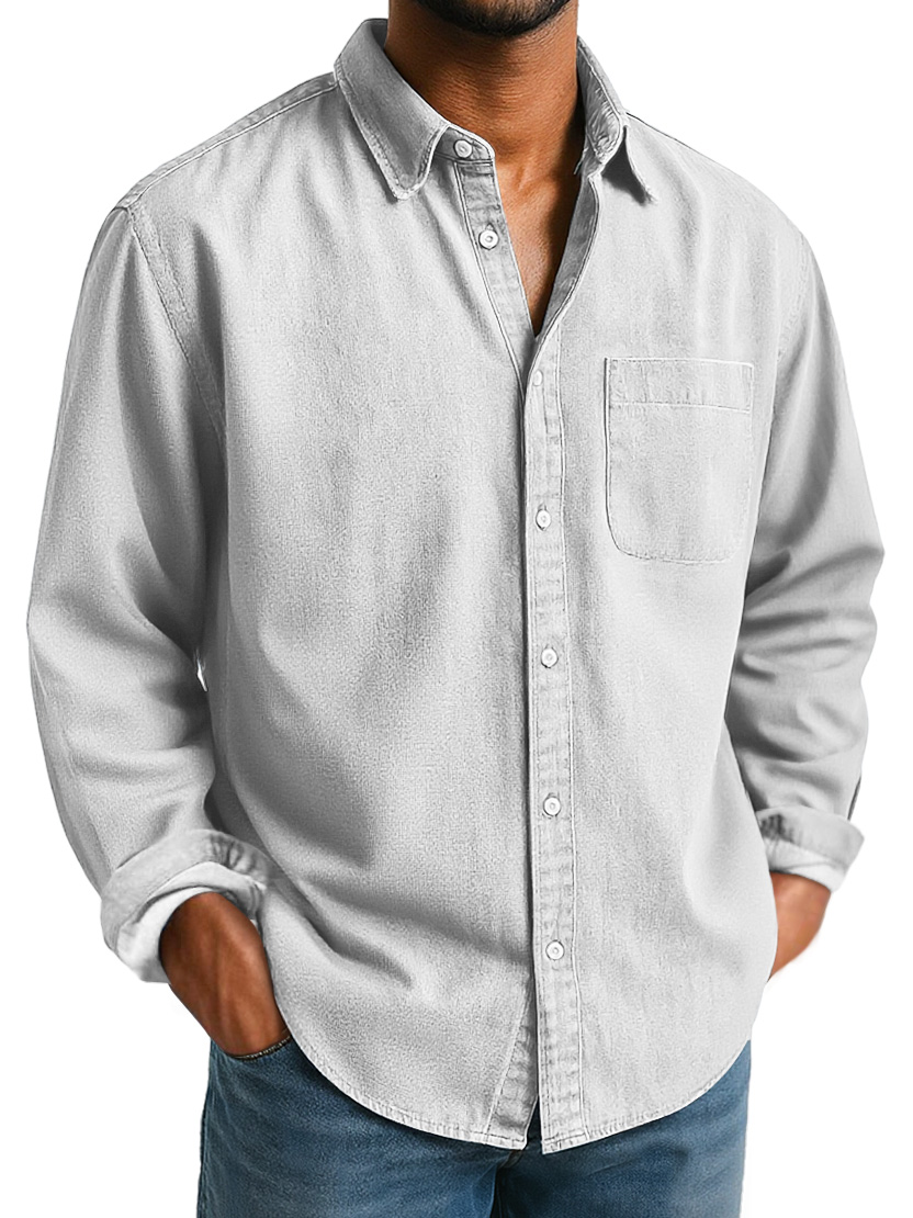Men's Everyday Lapel Pocket Casual Comfort Long Sleeve Shirt