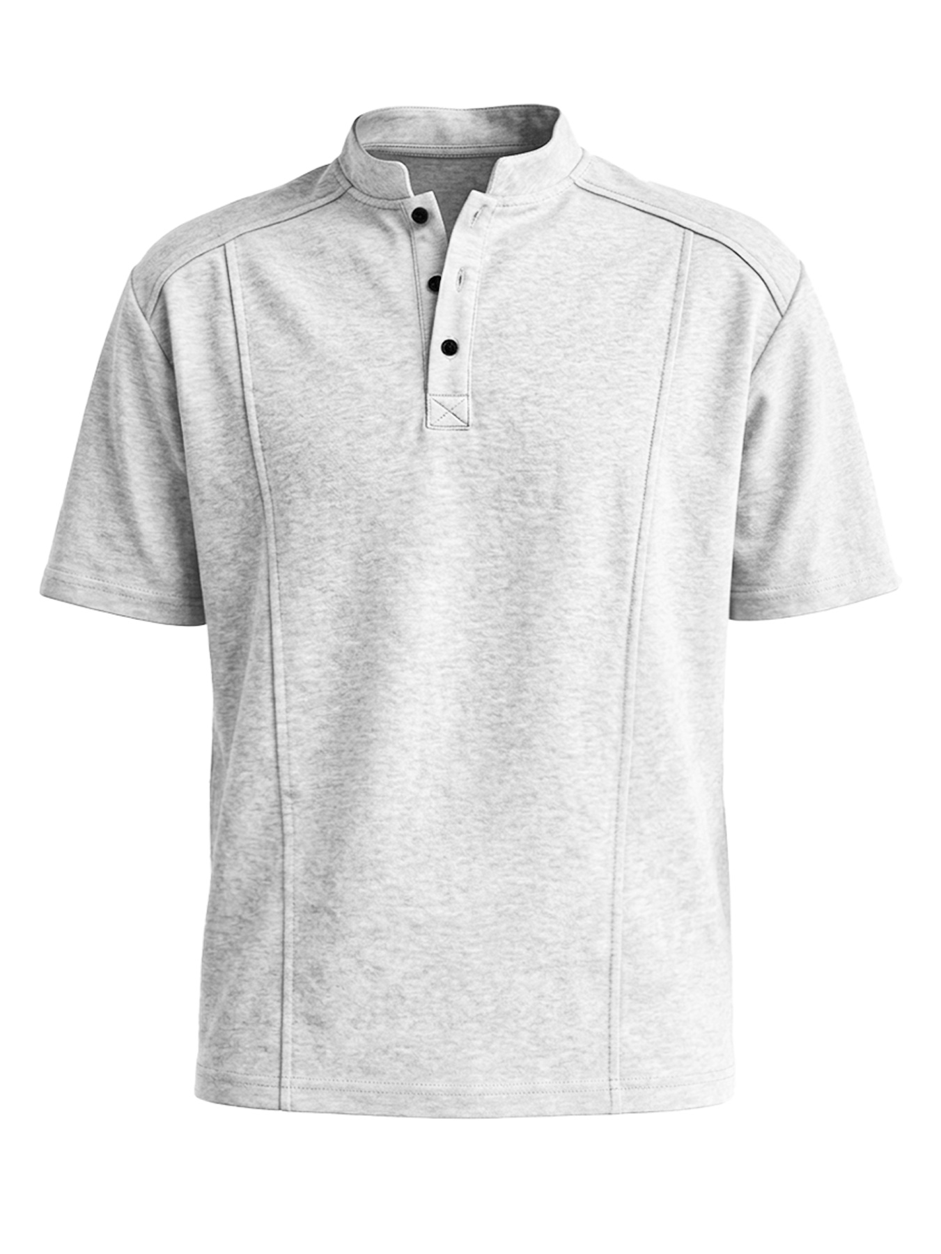 Men's Stand-up Collar Button-down Design Casual Short-sleeved Henley Shirt