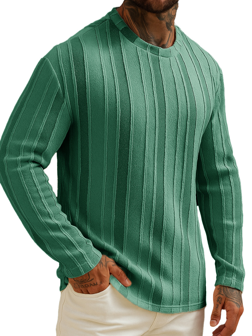 Men's Stylish Casual Striped Crew Neck Long-sleeved T-shirt