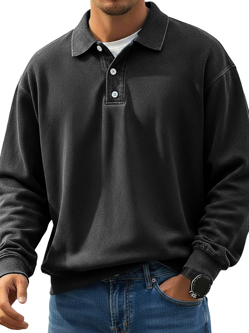 Men's Stylish Retro Lapel Long-sleeved Polo Shirt