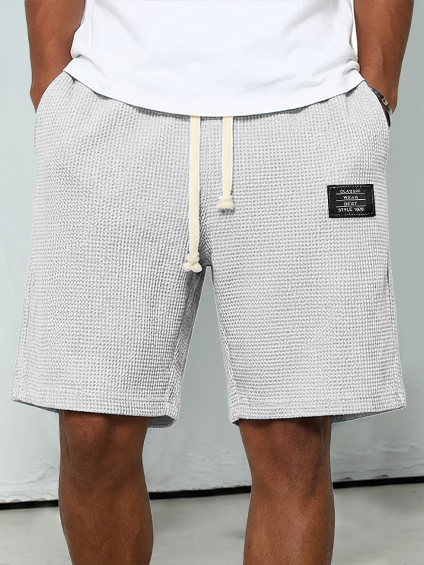 Men's Everyday Waffle-knit Shorts With Elastic Waistband And Logo Detail