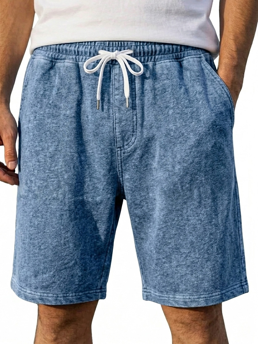 Men's Retro Double Pocket Embroidered Logo Casual Shorts