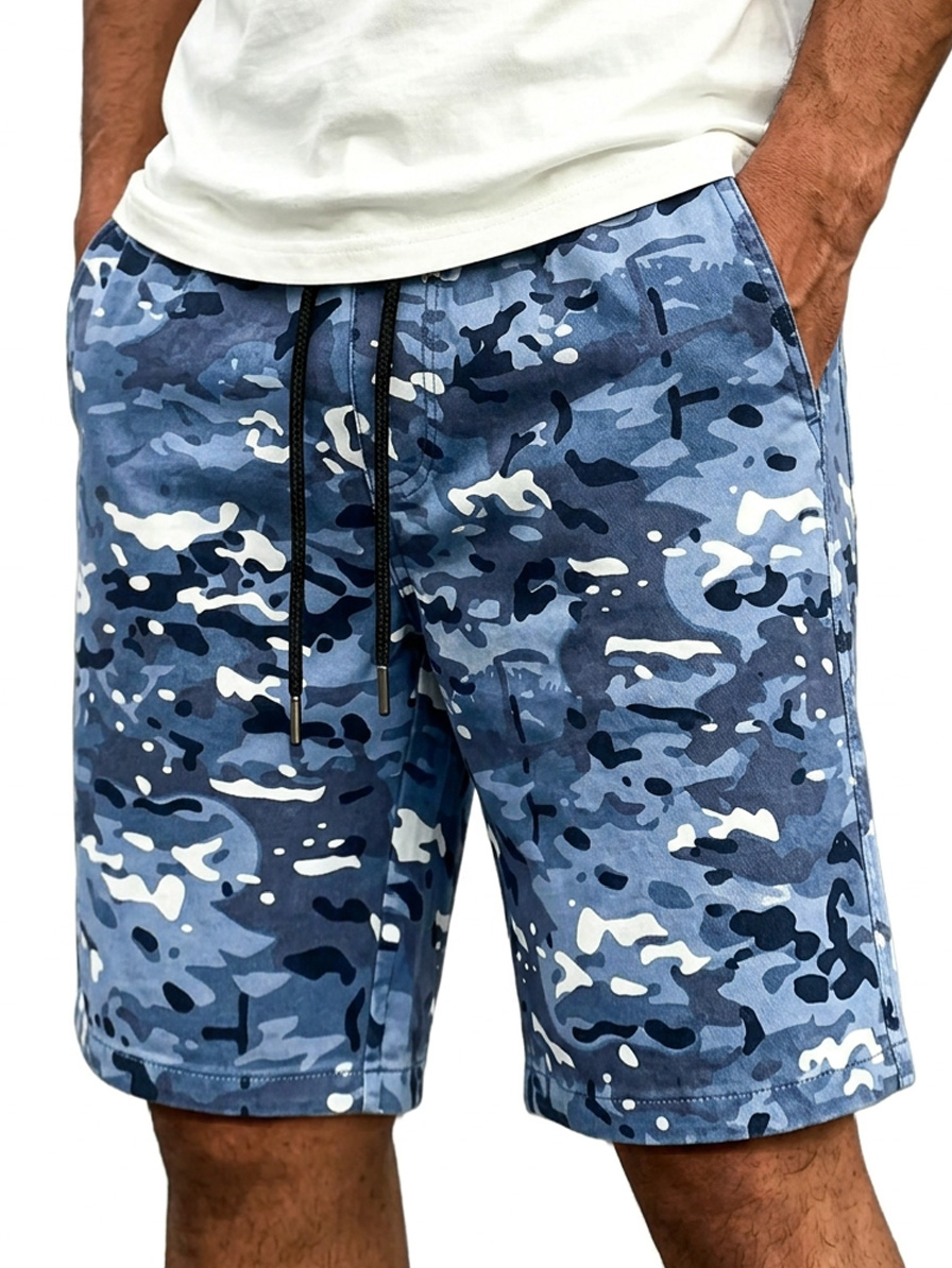 Men's Casual Camouflage Multi-Pocket Embroidered Logo Cargo Shorts