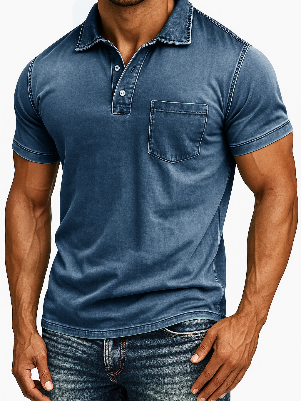 Men's Retro Outdoor Distressed Lapel Short-sleeved Pocket Polo Shirt