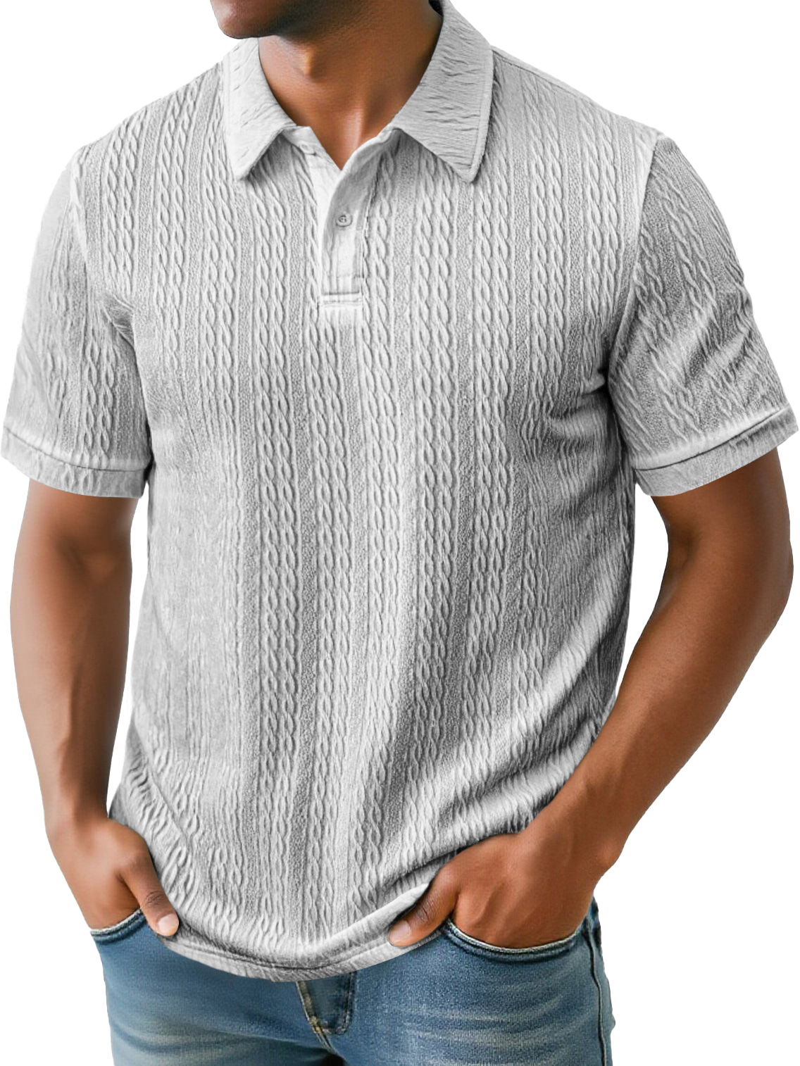Men's Daily Simple Texture Lapel Button Casual Solid Color Short-sleeved Polo Shirt