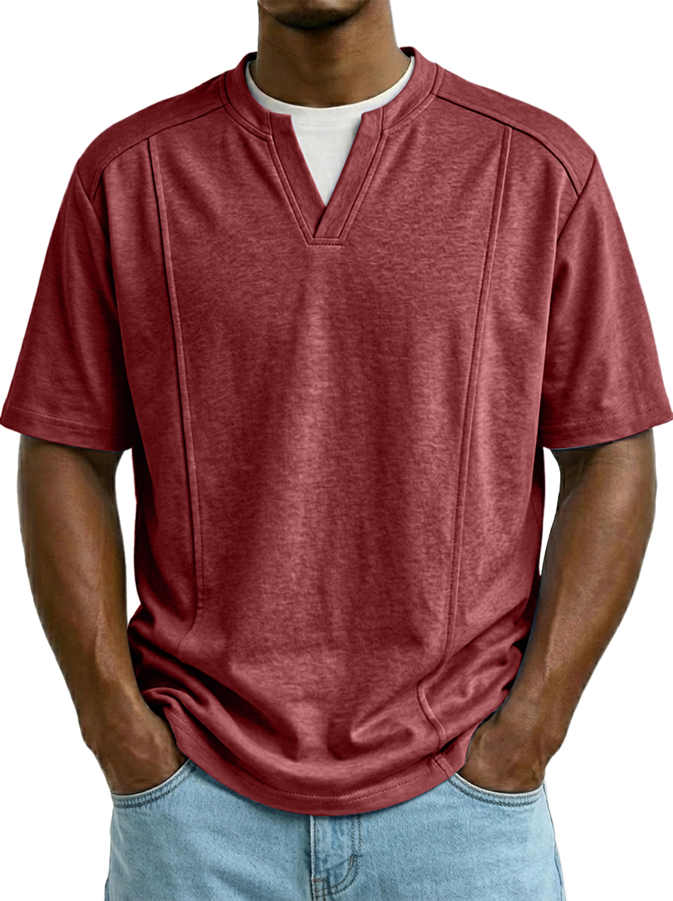 Men's Casual Faux Two-Piece Deconstructed Short-Sleeve T-Shirt