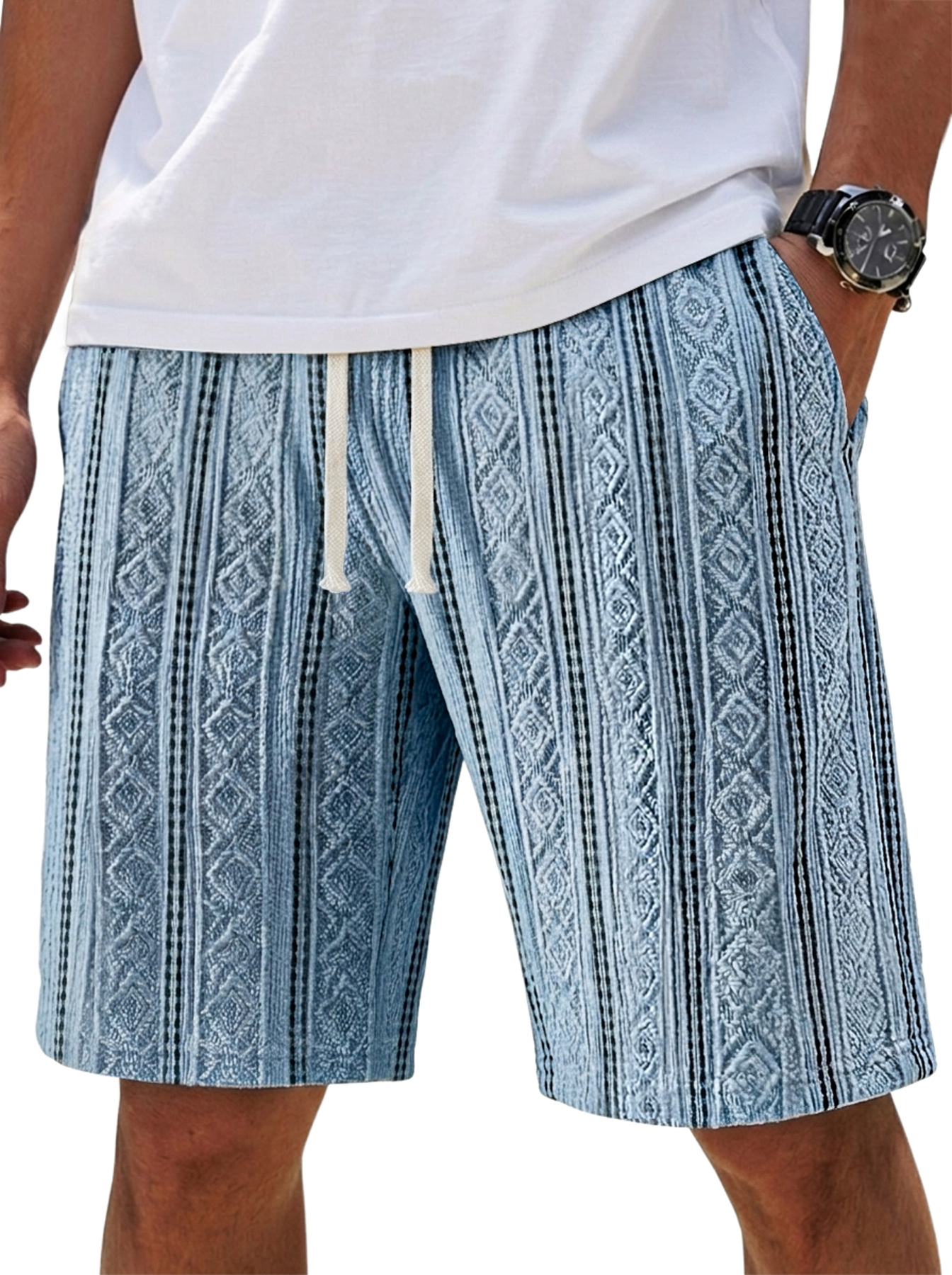Men's Jacquard Textured Multi-pocket Casual And Comfortable Shorts