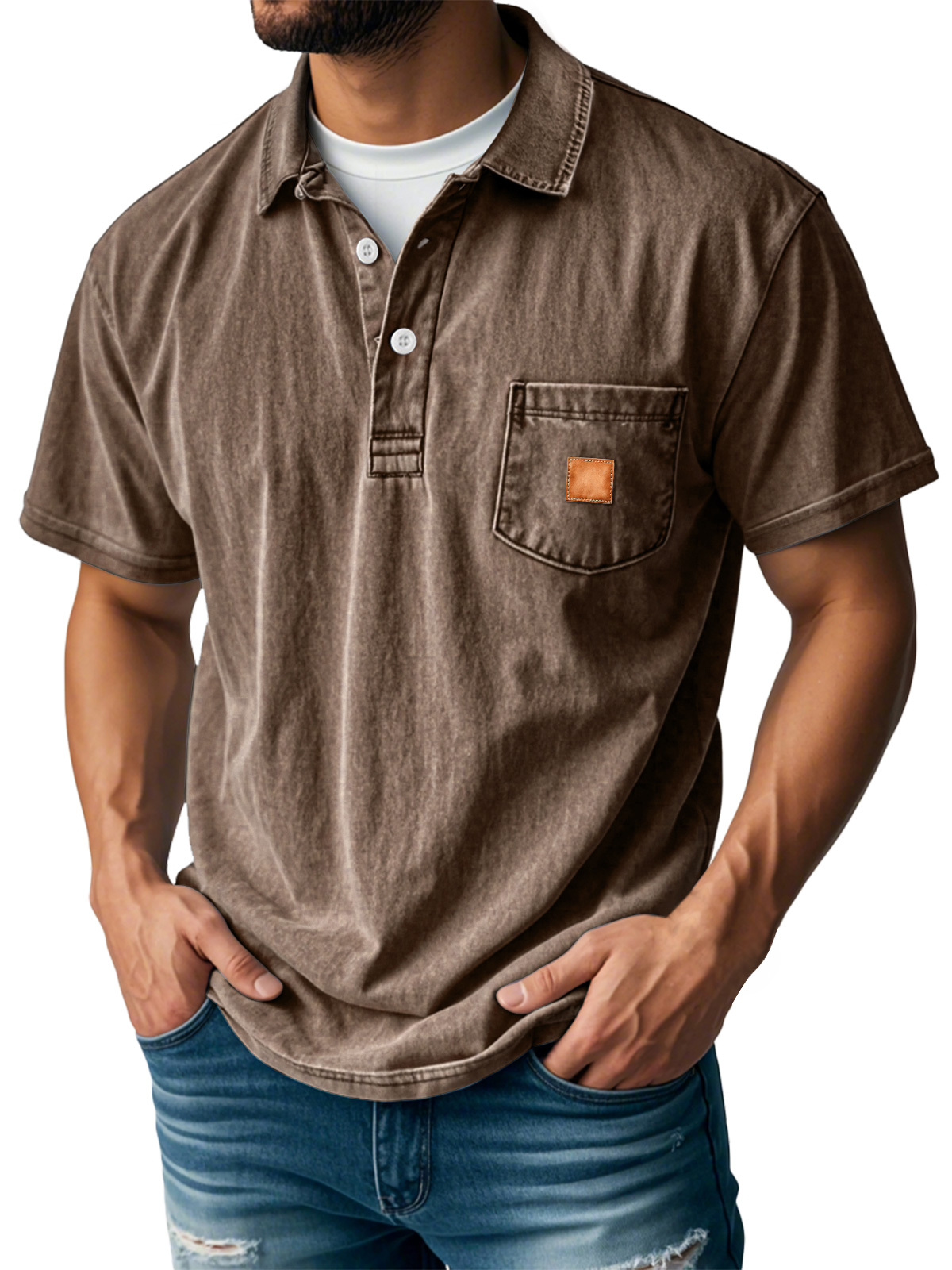 Men's Retro Lapel Pocket Casual Short Sleeve POLO Shirt
