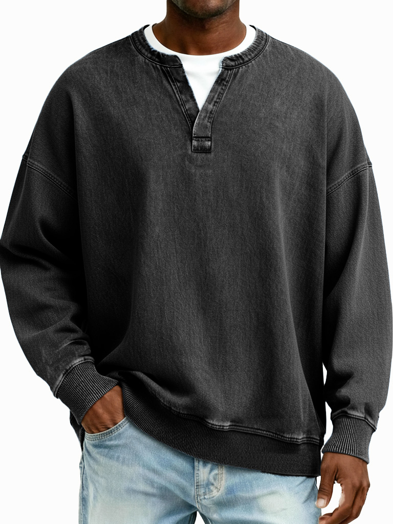 Men's Fashionable Casual Retro Distressed Long-Sleeved T-Shirt