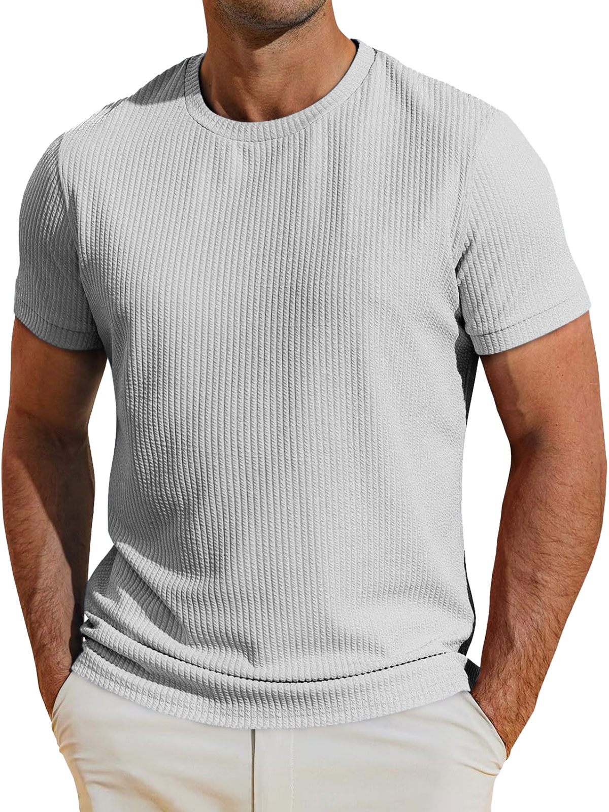 Men's Daily Round Neck Casual Solid Color Short-sleeved T-shirt
