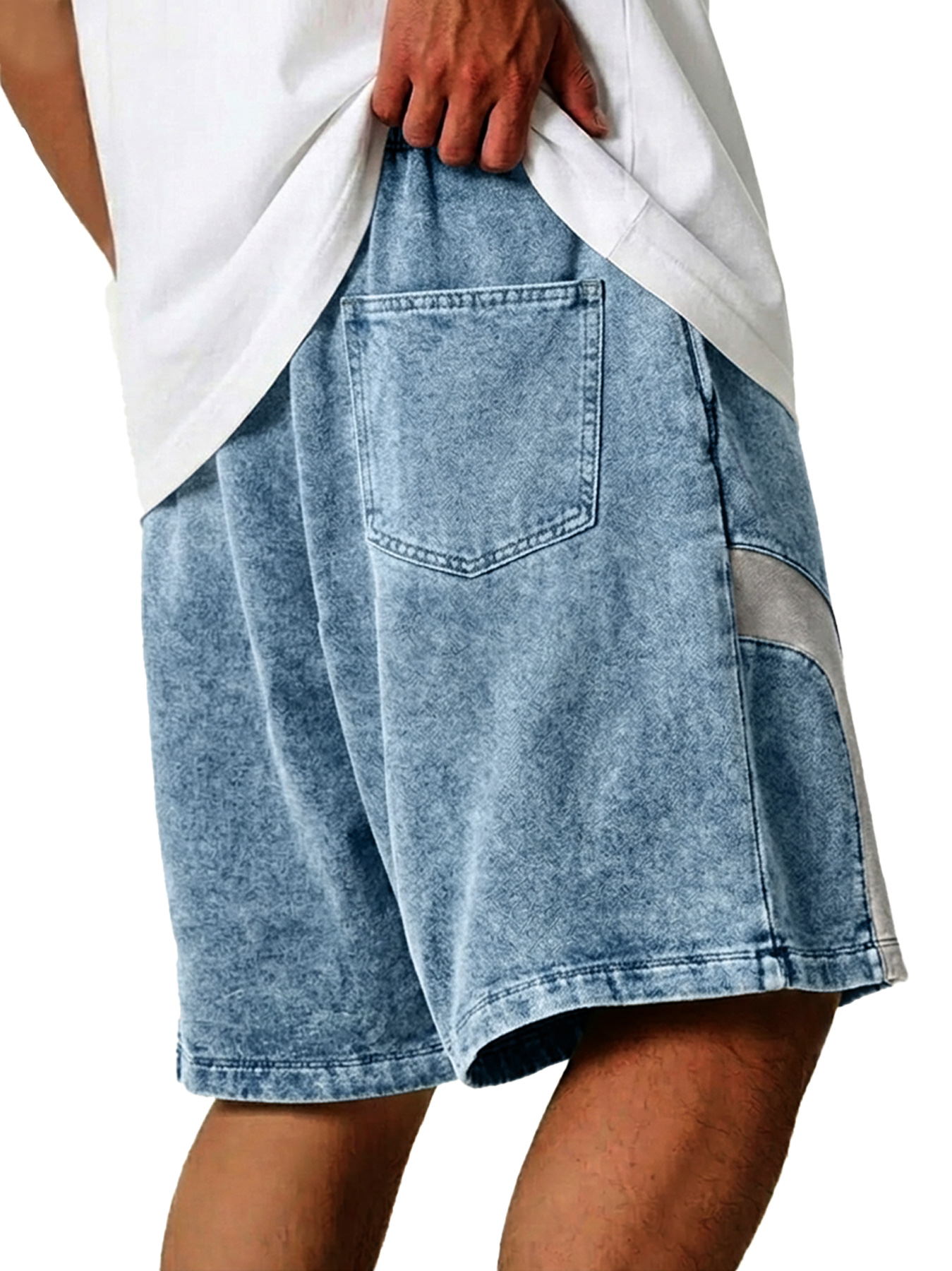 Men's Retro Deconstructed Patchwork Embroidered Logo Casual Comfort Shorts