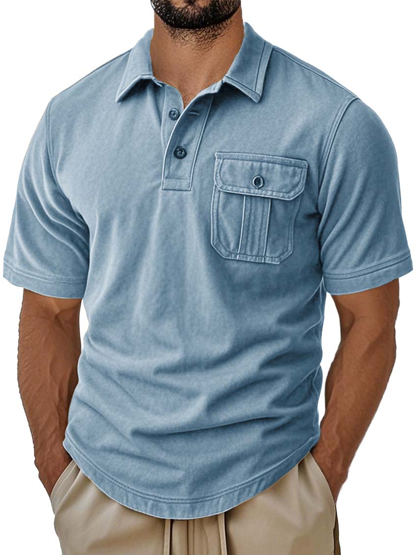 Men's Retro Fashion Workwear Lapel Short-sleeved Polo Shirt