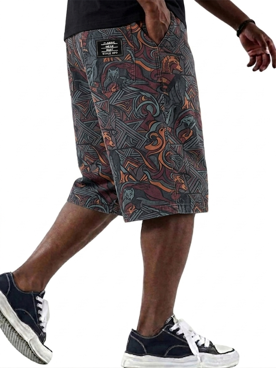 Retro Totem Print Shorts