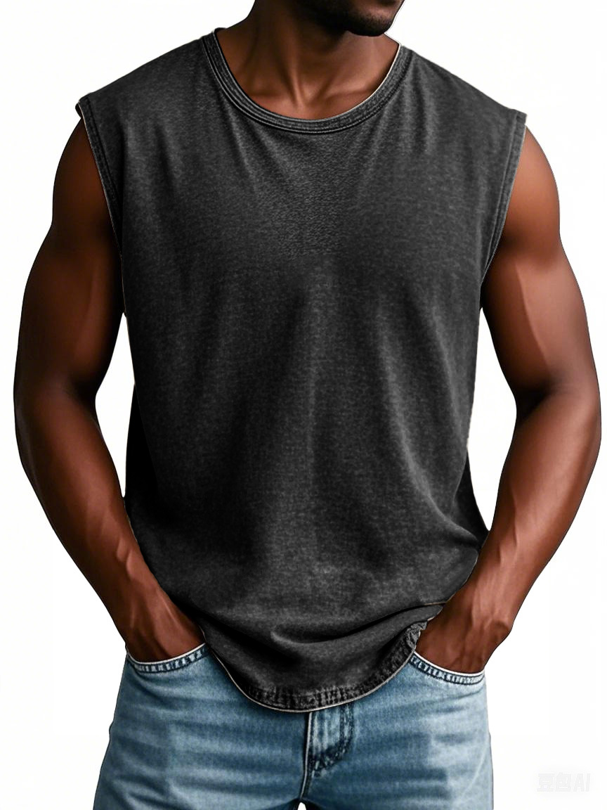 Men's Fashion Retro Round Neck Sleeveless T-shirt